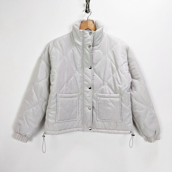 Violet Romance Size 4 Womens Quilted Short Jacket Coat in Stone - Picture 6 of 12